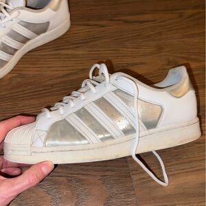 Adidas Superstar Size 8.5 white and silver